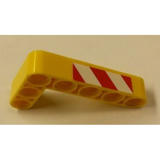 Technic, Liftarm 3 x 5 L-Shape Thick with Red and White Danger Stripes Pattern Model Left Side (Sticker) - Set 42006