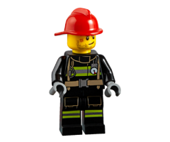 Fire - Reflective Stripes, Stubble Beard, Red Helmet