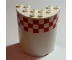 Cylinder Half 3 x 6 x 6 with 1 x 2 Cutout with Red and White Small Checkered Pattern, 13 Boxes on 3 Rows (Sticker) - Set 60022