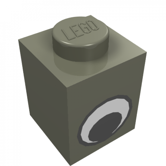 Brick 1 x 1 with Eye Simple Black and White Pattern
