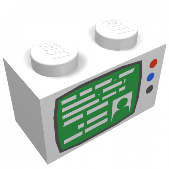 Brick 1 x 2 with TV Screen and 3 Buttons Pattern