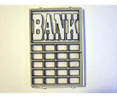 Glass for Window 1 x 4 x 5 with White 'BANK' Pattern (Sticker) - Set 6765