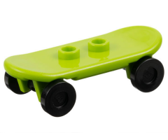 Minifigure, Utensil Skateboard with Trolley Wheel Holders with 2 Black Wheel Skateboard / Trolley (42511 / 2496)