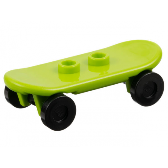 Minifigure, Utensil Skateboard with Trolley Wheel Holders with 2 Black Wheel Skateboard / Trolley (42511 / 2496)