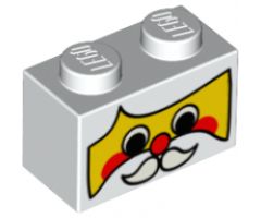 Brick 1 x 2 with Santa Face Pattern