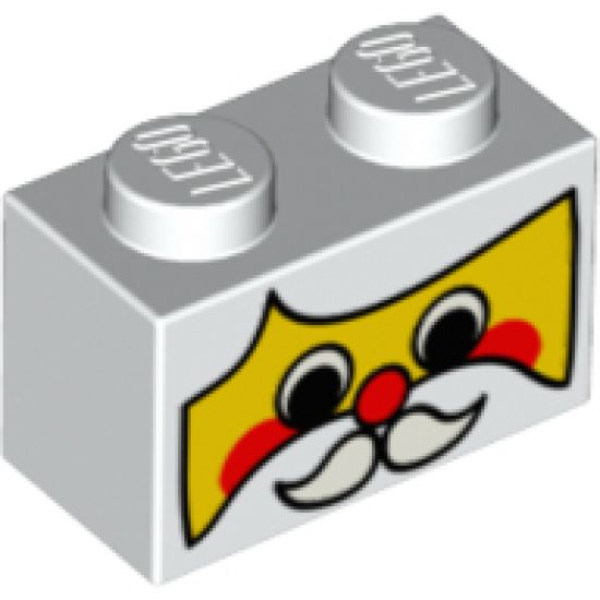 Brick 1 x 2 with Santa Face Pattern