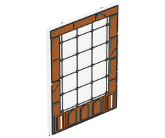 Glass for Window 1 x 4 x 5 with Brown Brick Border Pattern