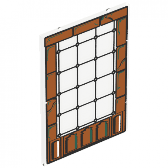 Glass for Window 1 x 4 x 5 with Brown Brick Border Pattern