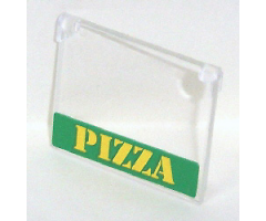 Glass for Window 1 x 4 x 3 - Opening with Yellow 'PIZZA' on Green Background Pattern (Sticker) - Set 7641