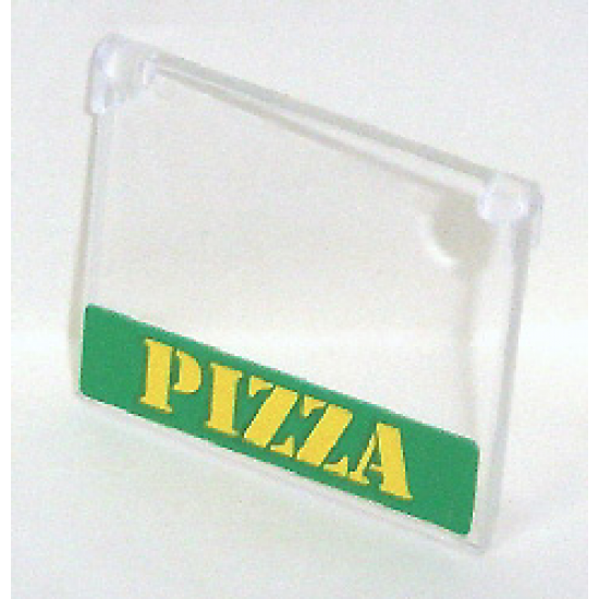 Glass for Window 1 x 4 x 3 - Opening with Yellow 'PIZZA' on Green Background Pattern (Sticker) - Set 7641