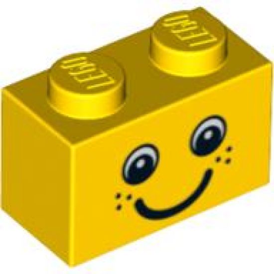 Brick 1 x 2 with Eyes and Freckles and Smile Pattern