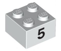 Brick 2 x 2 with Black '5' Pattern