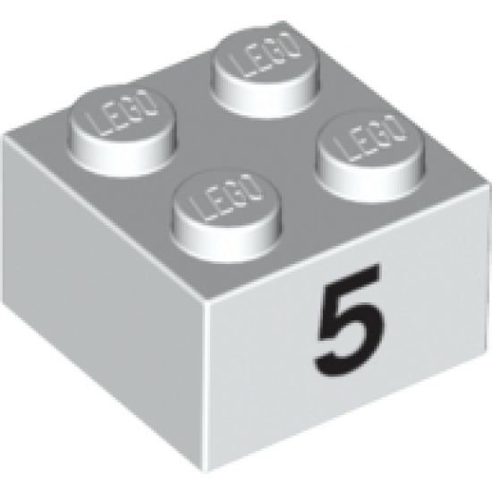 Brick 2 x 2 with Black '5' Pattern