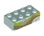 Brick 2 x 4 with Peace Symbol, Road, and Flowers Pattern