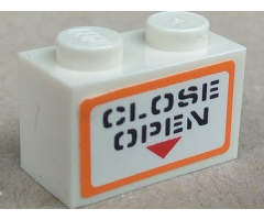 Brick 1 x 2 with 'CLOSE OPEN' Pattern (Sticker) - Set 7738