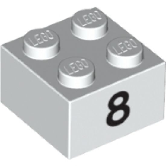 Brick 2 x 2 with Black '8' Pattern
