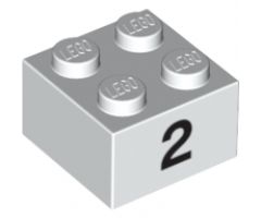 Brick 2 x 2 with Black '2' Pattern