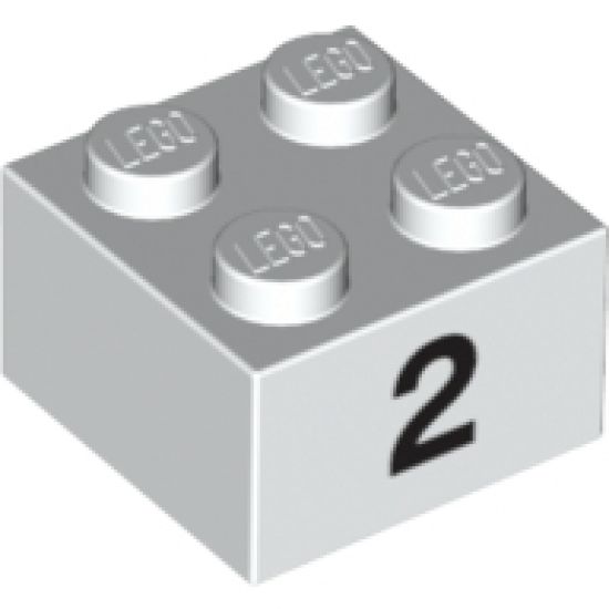 Brick 2 x 2 with Black '2' Pattern