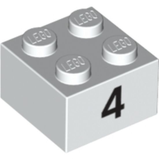 Brick 2 x 2 with Black '4' Pattern