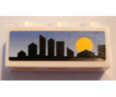 Brick 1 x 3 with Skyline and Sunset on Blue Background Pattern (Sticker) - Set 8404