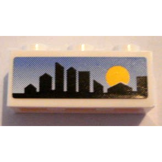 Brick 1 x 3 with Skyline and Sunset on Blue Background Pattern (Sticker) - Set 8404