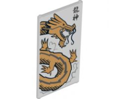 Glass for Window 1 x 4 x 6 with Dragon Head and Black Chinese Logogram '??' (Dragon God) Pattern
