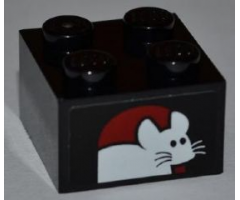 Brick 2 x 2 with White Mouse Pattern (Sticker) - Set 7637