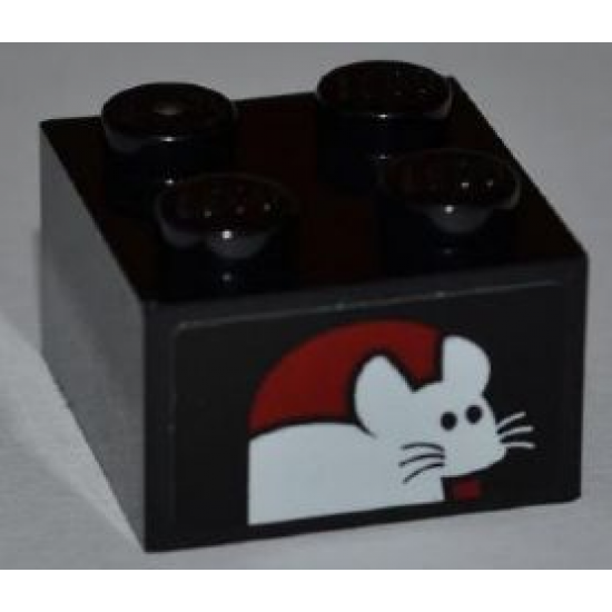 Brick 2 x 2 with White Mouse Pattern (Sticker) - Set 7637