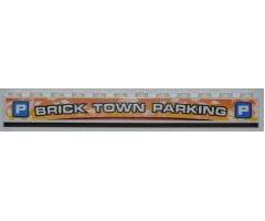 Brick 1 x 12 with 'BRICK TOWN PARKING' and 2 Parking Signs Pattern (Sticker) - Set 8186