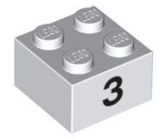 Brick 2 x 2 with Black '3' Pattern