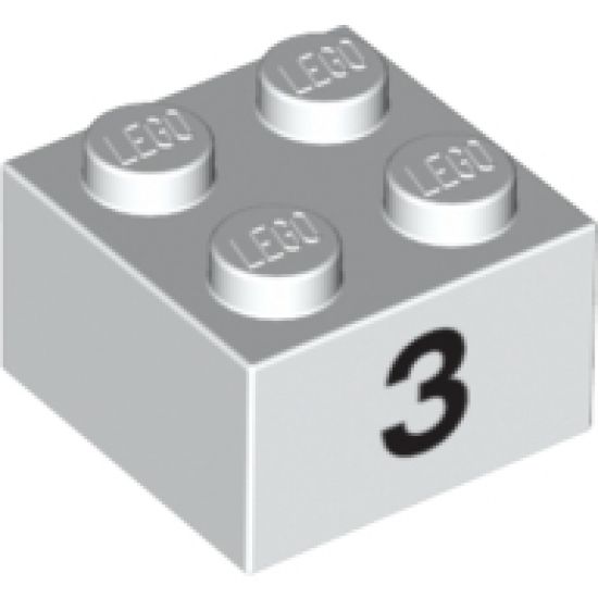 Brick 2 x 2 with Black '3' Pattern