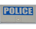 Door 1 x 4 x 6 with Stud Handle with White 'POLICE' on Blue Background Pattern Model Left Side (Sticker) - Set 7288
