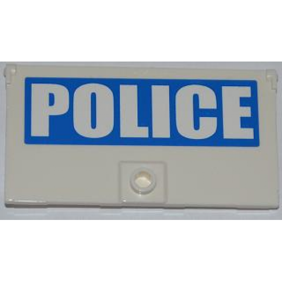 Door 1 x 4 x 6 with Stud Handle with White 'POLICE' on Blue Background Pattern Model Left Side (Sticker) - Set 7288