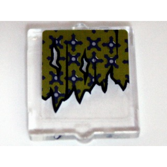 Glass for Window 1 x 2 x 2 with Torn Curtains with Holes Left and Center Pattern (Sticker) - Set 10228