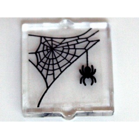 Glass for Window 1 x 2 x 2 with Spider and Web in Upper Left Corner Pattern (Sticker) - Set 10228
