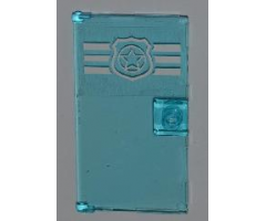 Door 1 x 4 x 6 with Stud Handle with Police Badge on 3 White Stripes Top Pattern (Sticker) - Set 4440