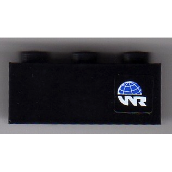 Brick 1 x 3 with Globe and White 'WR' World Racers Logo Pattern Model Right (Sticker) - Set 8899