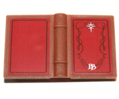 Minifigure, Utensil Book 2 x 3 with Black Scrollwork, White Star and 'BB' on Red Background Pattern (Stickers) - Set 79003