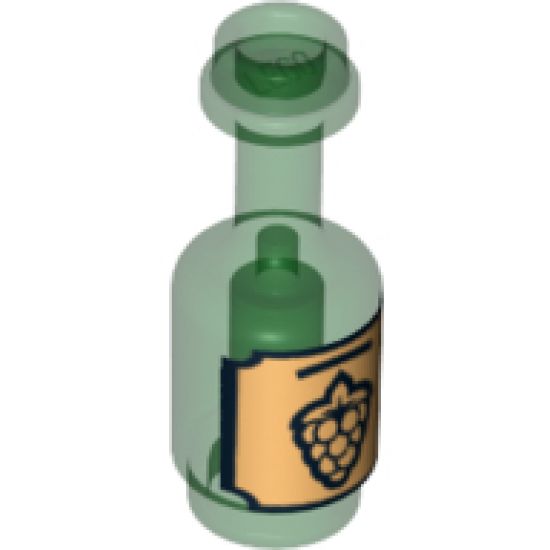 Minifigure, Utensil Bottle with Black Grapes on Gold Background Label Pattern