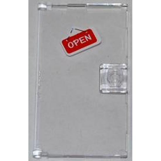 Door 1 x 4 x 6 with Stud Handle with White 'OPEN' on Red Sign Pattern (Sticker) - Set 3061
