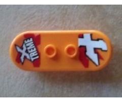 Minifigure, Utensil Skateboard with Trolley Wheel Holders with 'X TREME' and 'X' Pattern (Stickers) - Set 60023