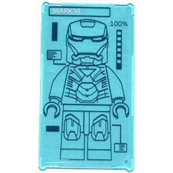 Glass for Window 1 x 4 x 6 with 'MARK VI', '100%' and Iron Man on Screen Pattern (Sticker) - Set 76007
