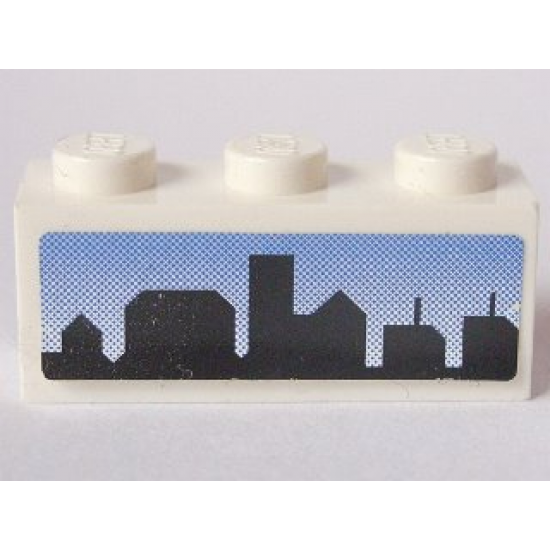 Brick 1 x 3 with Skyline on Blue Background Pattern (Sticker) - Set 8404