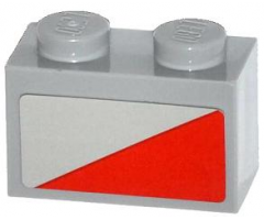 Brick 1 x 2 with Red Triangle Pattern Model Left Side (Sticker) - Set 79121