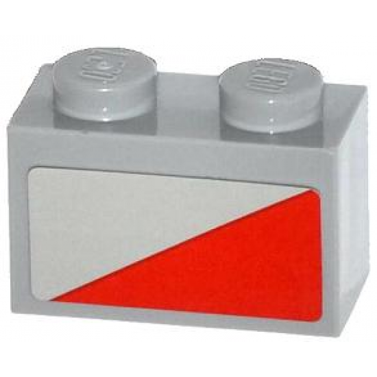 Brick 1 x 2 with Red Triangle Pattern Model Left Side (Sticker) - Set 79121