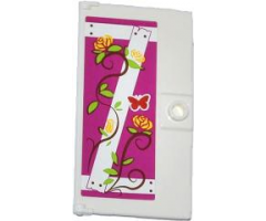 Door 1 x 4 x 6 with Stud Handle with Nailed Wooden Boards, Rose Vines and Red Butterfly Pattern Model Right Side (Sticker) - Set 41039