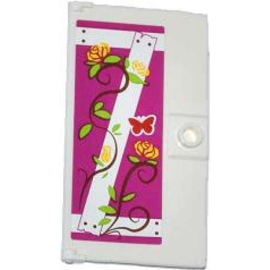 Door 1 x 4 x 6 with Stud Handle with Nailed Wooden Boards, Rose Vines and Red Butterfly Pattern Model Right Side (Sticker) - Set 41039