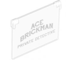 Glass for Window 1 x 4 x 3 - Opening with 'ACE BRICKMAN PRIVATE DETECTIVE' Pattern