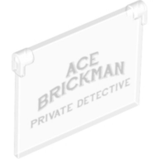 Glass for Window 1 x 4 x 3 - Opening with 'ACE BRICKMAN PRIVATE DETECTIVE' Pattern