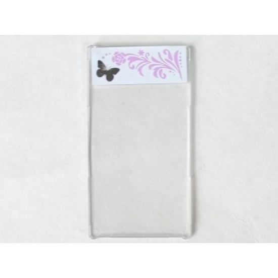 Glass for Window 1 x 4 x 6 with Silver Butterfly and Pink Floral Pattern on Right Side (Sticker) - Set 3187